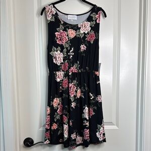 French Grey Evalynn Brushed Knit Floral Sleeveless Dress Size LP
